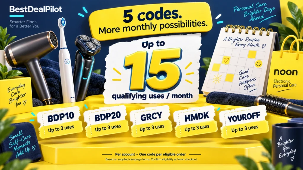 Best Noon Electronic Personal Care Coupon Code Cashback Upto AED75