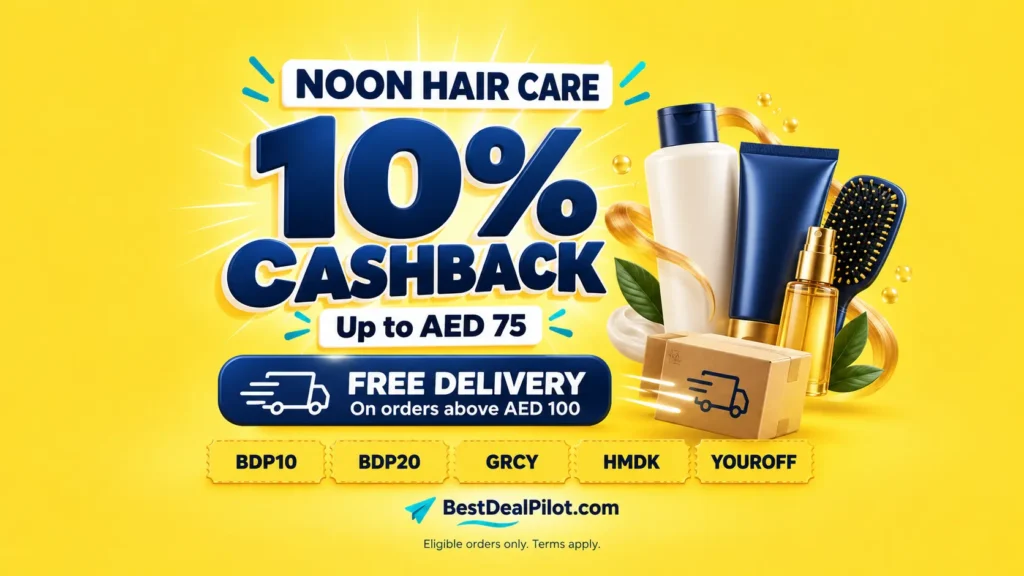 Best Noon Hair Personal Care Coupon Code Cashback AED75 Promo Code