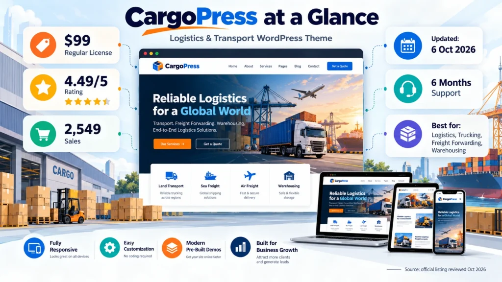 At a Glance NVOCC Freight Forwarding Transportation Shipping Company Website Template WordPress