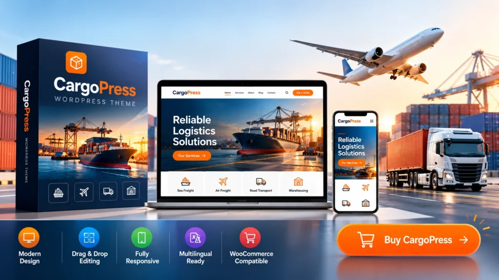 Buy NVOCC Freight Forwarding Transportation Shipping Company Website Template WordPress