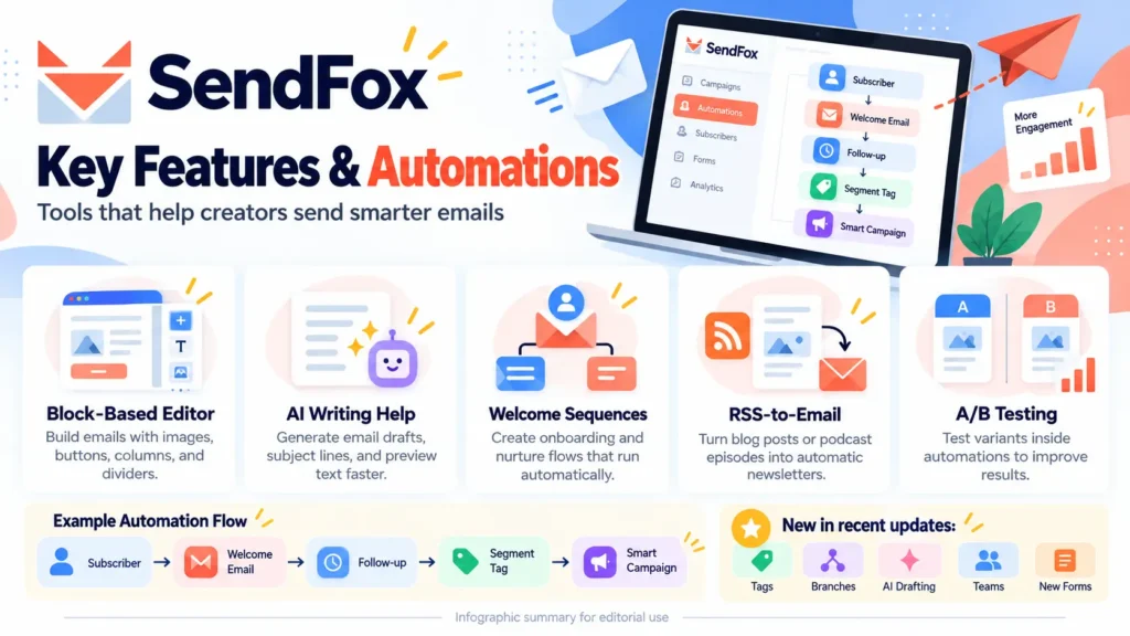 Key Features and Automations SendFox Best Email Marketing Software Tool Service Lifetime